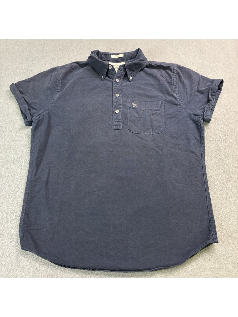 Vintage Abercrombie And Fitch Henley Polo Shirt Size Large Navy Blue